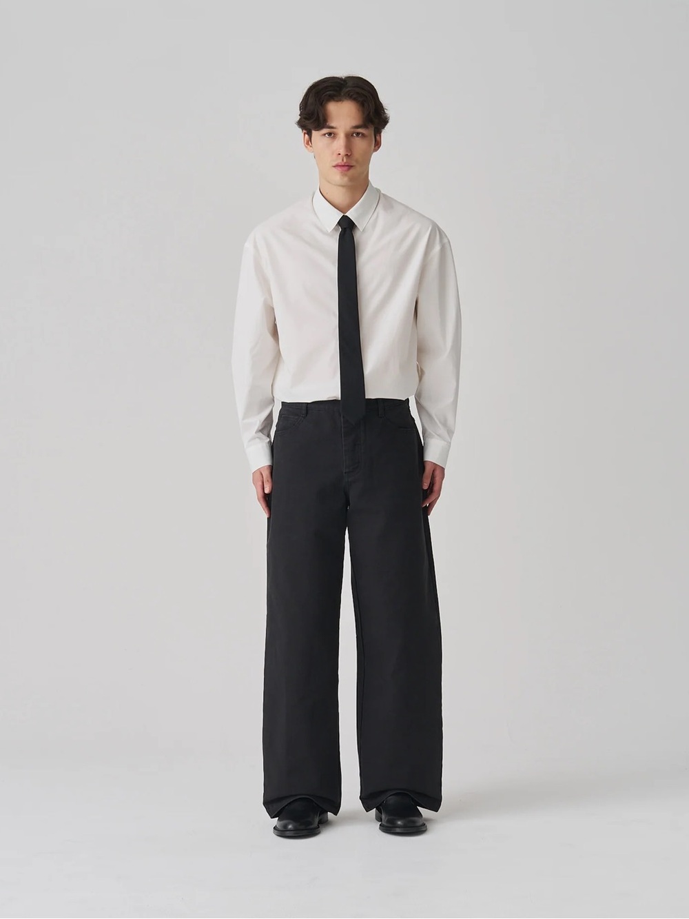 Wide-Leg Black Chinos for Men — Clean Minimal Style